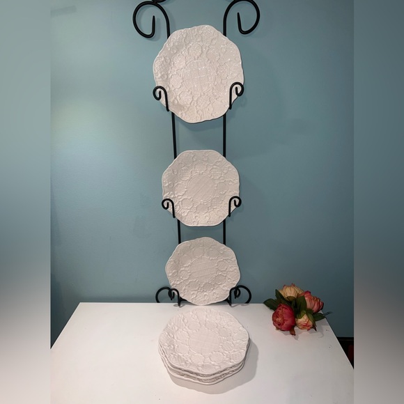 🔥New San Marco Embossed Salad/ Dessert Plates Set Of 6 Made In Italy - Picture 1 of 6